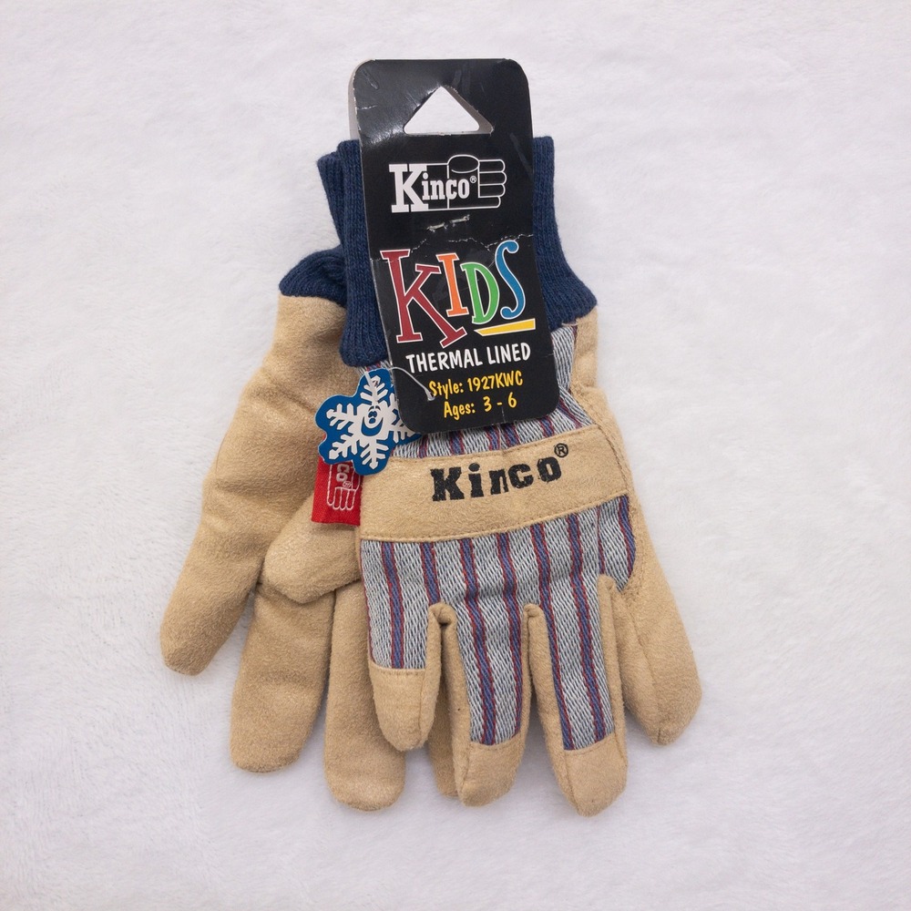 Kinco Thermal Lined Gloves Kids Ages 3-6 Beige Barn Work Ski Outdoor Chore New